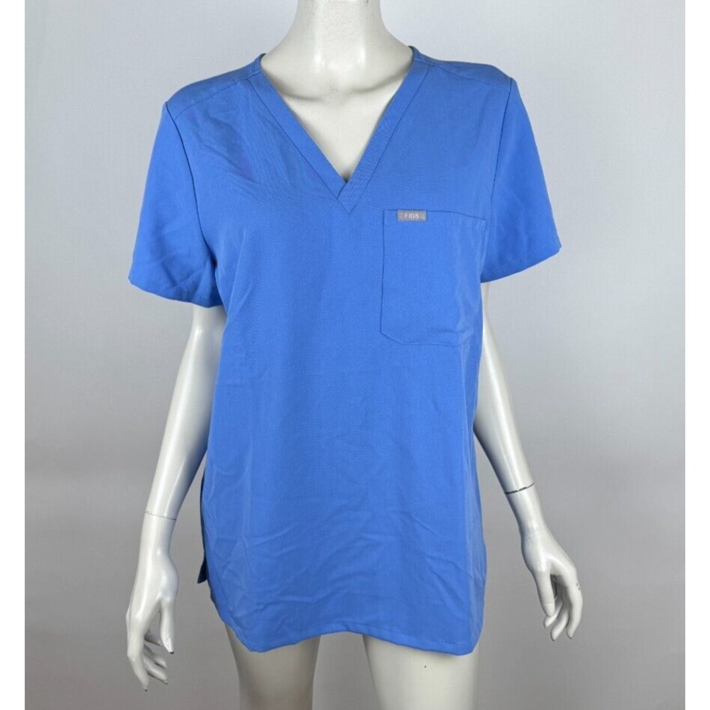 Figs Catarina One-Pocket Scrab Top Women L EUC V-neck Short Sleeve StretchFW1000